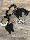 Leopard Tooth Keychain – Black or White Tooth Charm | Cute Dental Key Ring Gift for Assistants