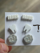 Tooth, Molar & Floss Earring Trio: Dentist Hygienist Gift