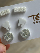 Tooth, Molar & Floss Earring Trio: Dentist Hygienist Gift