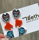 Swimming Tooth Earring and Sticker Combo