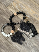 Leopard Tooth Keychain – Black or White Tooth Charm | Cute Dental Key Ring Gift for Assistants