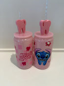 Valentine’s Day Dental Mug and Heart Glass Set | Tooth & Smile Straw Toppers | Dental Gift | Hygienist Assistant Gift | Love Teeth