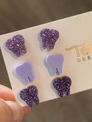 Purple Tooth Dental Earrings, Teeth Earrings, Tooth Studs, RDH, Hygienist, Dental Hygiene Gift, Dental Assistant, Dental Graduation