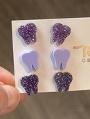Purple Tooth Dental Earrings, Teeth Earrings, Tooth Studs, RDH, Hygienist, Dental Hygiene Gift, Dental Assistant, Dental Graduation