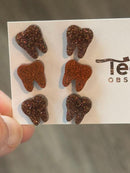 Brown Tooth Dental Earrings, Rose Gold Teeth Earrings, Tooth Studs, RDH, Hygienist, Dental Hygiene Gift, Dental Assistant