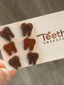 Brown Tooth Dental Earrings, Rose Gold Teeth Earrings, Tooth Studs, RDH, Hygienist, Dental Hygiene Gift, Dental Assistant