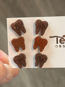 Brown Tooth Dental Earrings, Rose Gold Teeth Earrings, Tooth Studs, RDH, Hygienist, Dental Hygiene Gift, Dental Assistant