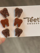 Brown Tooth Dental Earrings, Rose Gold Teeth Earrings, Tooth Studs, RDH, Hygienist, Dental Hygiene Gift, Dental Assistant