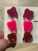 Valentine Dental Earrings, Heart Teeth Earrings, Tooth Studs, RDH, Hygienist, Dental Hygiene Gift, Dental Assistant, Dental Graduation