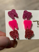 Valentine Dental Earrings, Heart Teeth Earrings, Tooth Studs, RDH, Hygienist, Dental Hygiene Gift, Dental Assistant, Dental Graduation