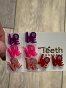 Valentine Love Dental Earrings, Heart Teeth Earrings, Tooth Studs, RDH, Hygienist, Dental Hygiene Gift, Dental Assistant