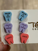 Valentine Dental Earrings, Heart Teeth Earrings, Tooth Studs, RDH, Hygienist, Dental Hygiene Gift, Dental Assistant, Dental Graduation