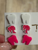 Dental Loupes, Dental Earrings, Teeth Earrings, Tooth Earrings, Hot Pink Tooth, Earrings, Dental Hygiene Gift Dental Assistant