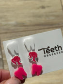 Dental Loupes, Dental Earrings, Teeth Earrings, Tooth Earrings, Hot Pink Tooth, Earrings, Dental Hygiene Gift Dental Assistant