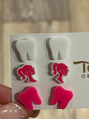 Dental Loupes, Dental Earrings, Teeth Earrings, Tooth Earrings, Hot Pink Tooth, Earrings, Dental Hygiene Gift Dental Assistant