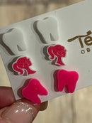 Dental Loupes, Dental Earrings, Teeth Earrings, Tooth Earrings, Hot Pink Tooth, Earrings, Dental Hygiene Gift Dental Assistant