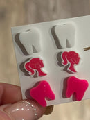 Dental Loupes, Dental Earrings, Teeth Earrings, Tooth Earrings, Hot Pink Tooth, Earrings, Dental Hygiene Gift Dental Assistant