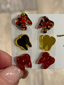 Red and Gold Dental Earrings, Teeth Earrings, Tooth Earrings, Glitter Tooth Earrings, Dental Hygiene Gift Dental Assistant