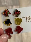 Red and Gold Dental Earrings, Teeth Earrings, Tooth Earrings, Glitter Tooth Earrings, Dental Hygiene Gift Dental Assistant