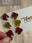 Red and Gold Dental Earrings, Teeth Earrings, Tooth Earrings, Glitter Tooth Earrings, Dental Hygiene Gift Dental Assistant