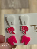 Dental Loupes, Dental Earrings, Teeth Earrings, Tooth Earrings, Hot Pink Tooth, Earrings, Dental Hygiene Gift Dental Assistant