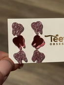 Valentine Rose Gold Dental Earrings, Glitter Studs, Teeth Earrings, Dental Laboratory, Dental Hygiene Gift, Dental Assistant