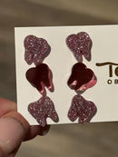 Valentine Rose Gold Dental Earrings, Glitter Studs, Teeth Earrings, Dental Laboratory, Dental Hygiene Gift, Dental Assistant