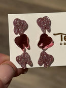 Valentine Rose Gold Dental Earrings, Glitter Studs, Teeth Earrings, Dental Laboratory, Dental Hygiene Gift, Dental Assistant