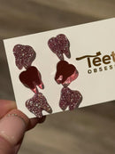 Valentine Rose Gold Dental Earrings, Glitter Studs, Teeth Earrings, Dental Laboratory, Dental Hygiene Gift, Dental Assistant