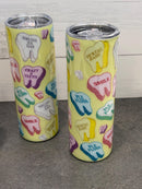 Valentine’s Day Dental Mug and Heart Glass Set | Tooth & Smile Straw Toppers | Dental Gift | Hygienist Assistant Gift | Love Teeth