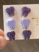 Purple Tooth Dental Earrings, Teeth Earrings, Tooth Studs, RDH, Hygienist, Dental Hygiene Gift, Dental Assistant, Dental Graduation