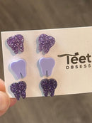 Purple Tooth Dental Earrings, Teeth Earrings, Tooth Studs, RDH, Hygienist, Dental Hygiene Gift, Dental Assistant, Dental Graduation