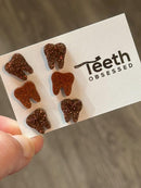 Brown Tooth Dental Earrings, Rose Gold Teeth Earrings, Tooth Studs, RDH, Hygienist, Dental Hygiene Gift, Dental Assistant