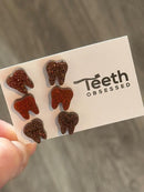 Brown Tooth Dental Earrings, Rose Gold Teeth Earrings, Tooth Studs, RDH, Hygienist, Dental Hygiene Gift, Dental Assistant