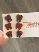 Brown Tooth Dental Earrings, Rose Gold Teeth Earrings, Tooth Studs, RDH, Hygienist, Dental Hygiene Gift, Dental Assistant