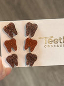 Brown Tooth Dental Earrings, Rose Gold Teeth Earrings, Tooth Studs, RDH, Hygienist, Dental Hygiene Gift, Dental Assistant