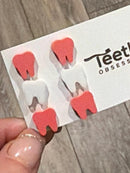 Bubblegum Dental Earrings, Teeth Earrings, Tooth Earrings, Pink Glitter Tooth Earrings, Dental Hygiene Gift Dental Assistant