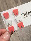 Bubblegum Dental Earrings, Teeth Earrings, Tooth Earrings, Pink Glitter Tooth Earrings, Dental Hygiene Gift Dental Assistant