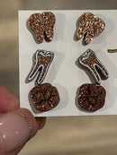 Rose Gold Dental Earrings, Glitter Studs, RCT Teeth Earrings, Root Canal Teeth, Dental Hygiene Gift, Dental Assistant, Dental Graduation