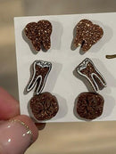 Rose Gold Dental Earrings, Glitter Studs, RCT Teeth Earrings, Root Canal Teeth, Dental Hygiene Gift, Dental Assistant, Dental Graduation