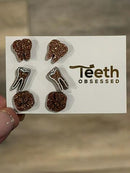 Rose Gold Dental Earrings, Glitter Studs, RCT Teeth Earrings, Root Canal Teeth, Dental Hygiene Gift, Dental Assistant, Dental Graduation