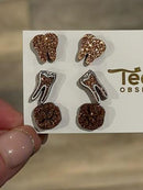 Rose Gold Dental Earrings, Glitter Studs, RCT Teeth Earrings, Root Canal Teeth, Dental Hygiene Gift, Dental Assistant, Dental Graduation