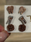 Rose Gold Dental Earrings, Glitter Studs, RCT Teeth Earrings, Root Canal Teeth, Dental Hygiene Gift, Dental Assistant, Dental Graduation