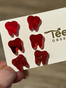 Red Swirl Earrings, Red Dental Glass Earrings, Red Teeth Earrings, Dental Assistant, Dental Hygienist, Dental Gift