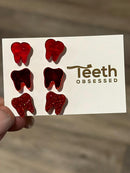 Red Swirl Earrings, Red Dental Glass Earrings, Red Teeth Earrings, Dental Assistant, Dental Hygienist, Dental Gift