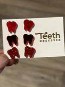 Red Swirl Earrings, Red Dental Glass Earrings, Red Teeth Earrings, Dental Assistant, Dental Hygienist, Dental Gift