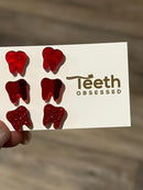 Red Swirl Earrings, Red Dental Glass Earrings, Red Teeth Earrings, Dental Assistant, Dental Hygienist, Dental Gift