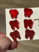 Red Swirl Earrings, Red Dental Glass Earrings, Red Teeth Earrings, Dental Assistant, Dental Hygienist, Dental Gift
