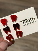 Red Swirl Earrings, Red Dental Glass Earrings, Red Teeth Earrings, Dental Assistant, Dental Hygienist, Dental Gift