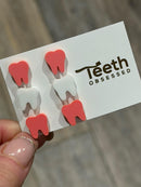 Valentine Dental Earrings, Heart Teeth Earrings, Tooth Studs, RDH, Hygienist, Dental Hygiene Gift, Dental Assistant, Dental Graduation